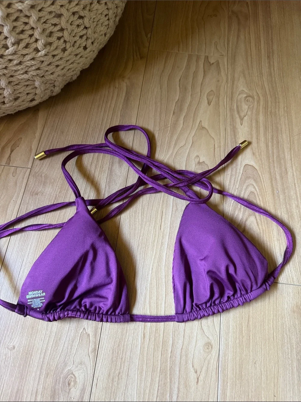 Monday Swimwear Purple Ribbed Triangle Bikini Top